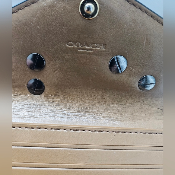 Coach Embellished Metal Pins Tri Fold Wallet – Signature Canvas & Leather - Picture 10 of 11